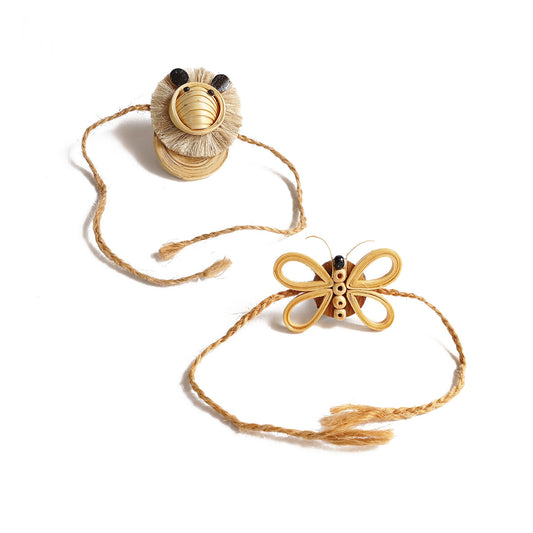 LION & BUTTERFLY - Bamboo Rakhi Combo