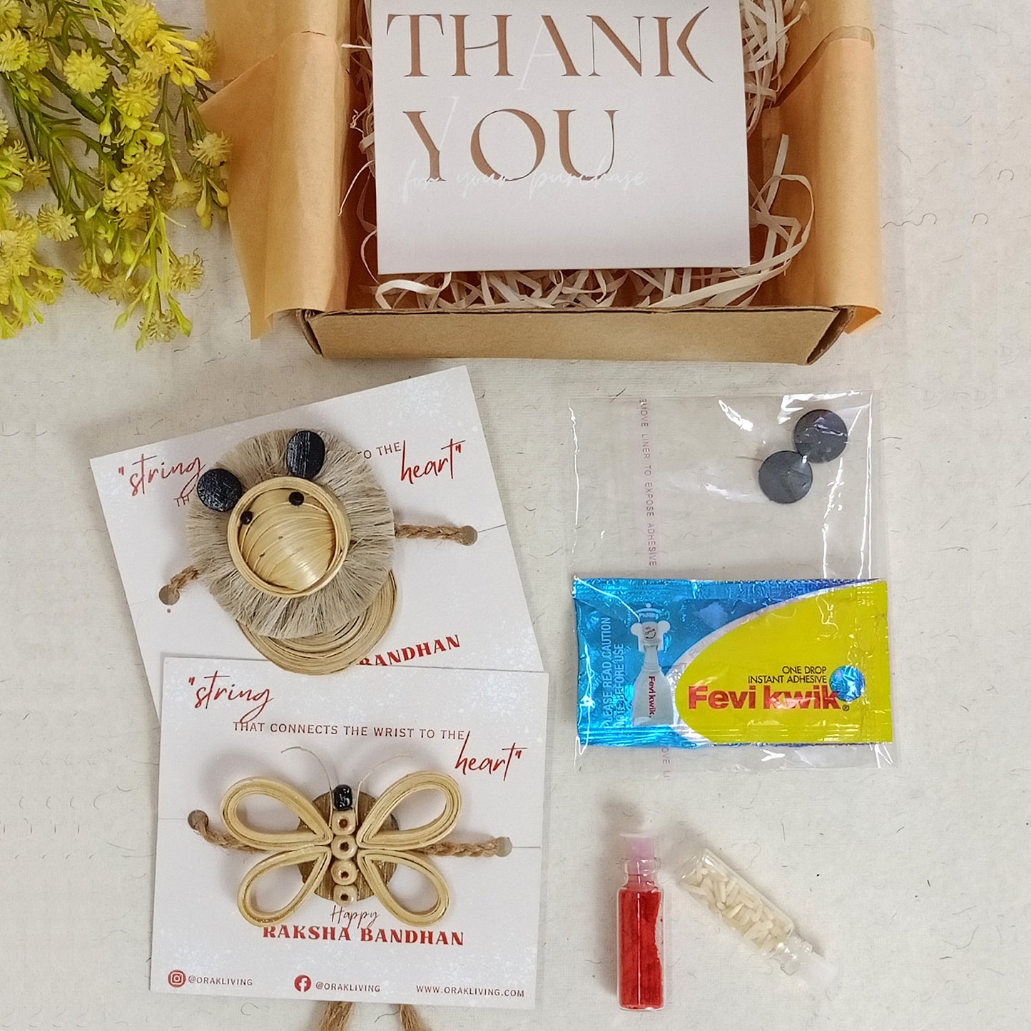 LION & BUTTERFLY - Bamboo Rakhi Combo