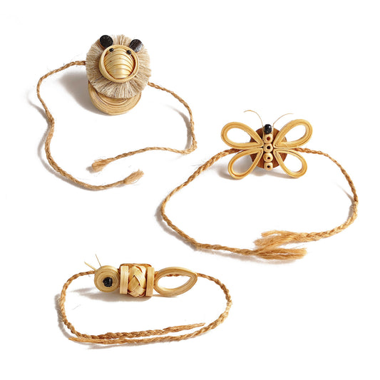 ANT, BUTTERFLY & LION - Bamboo Rakhi Combo