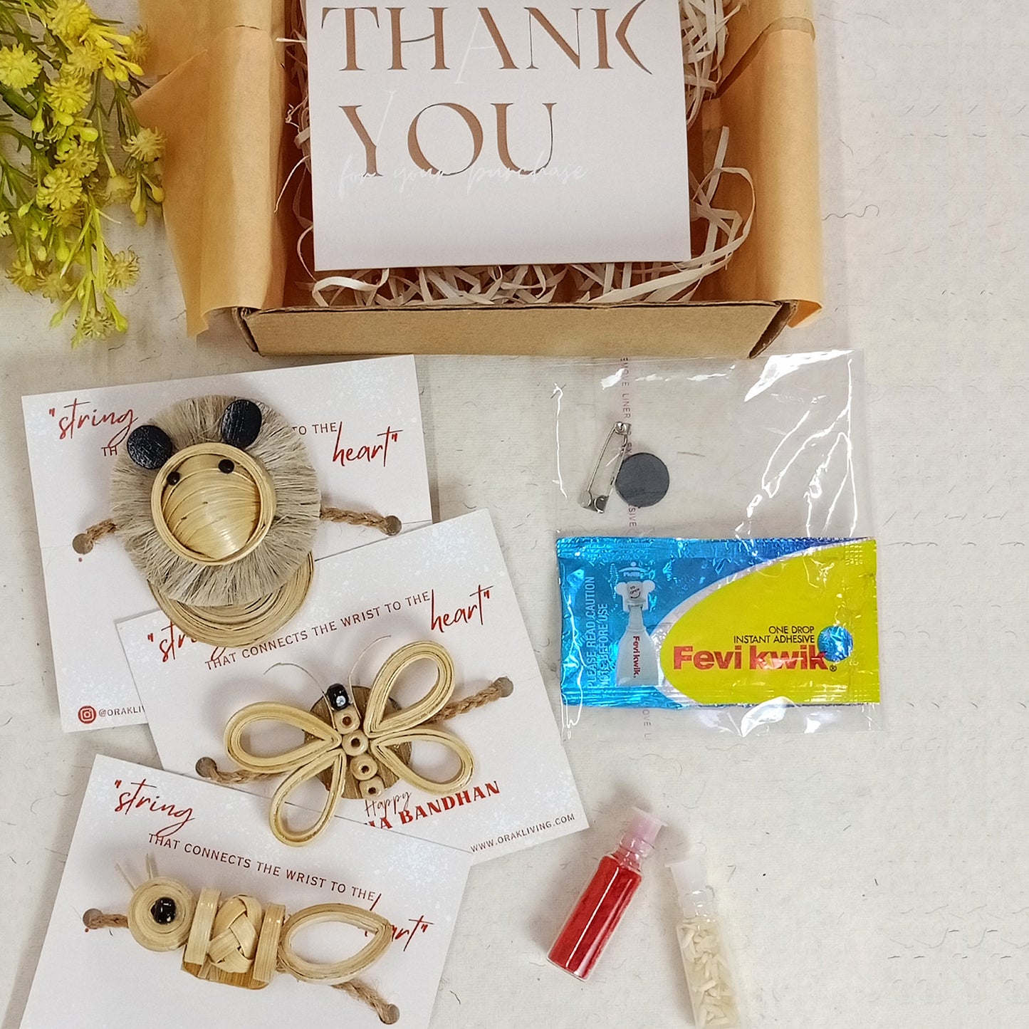 ANT, BUTTERFLY & LION - Bamboo Rakhi Combo