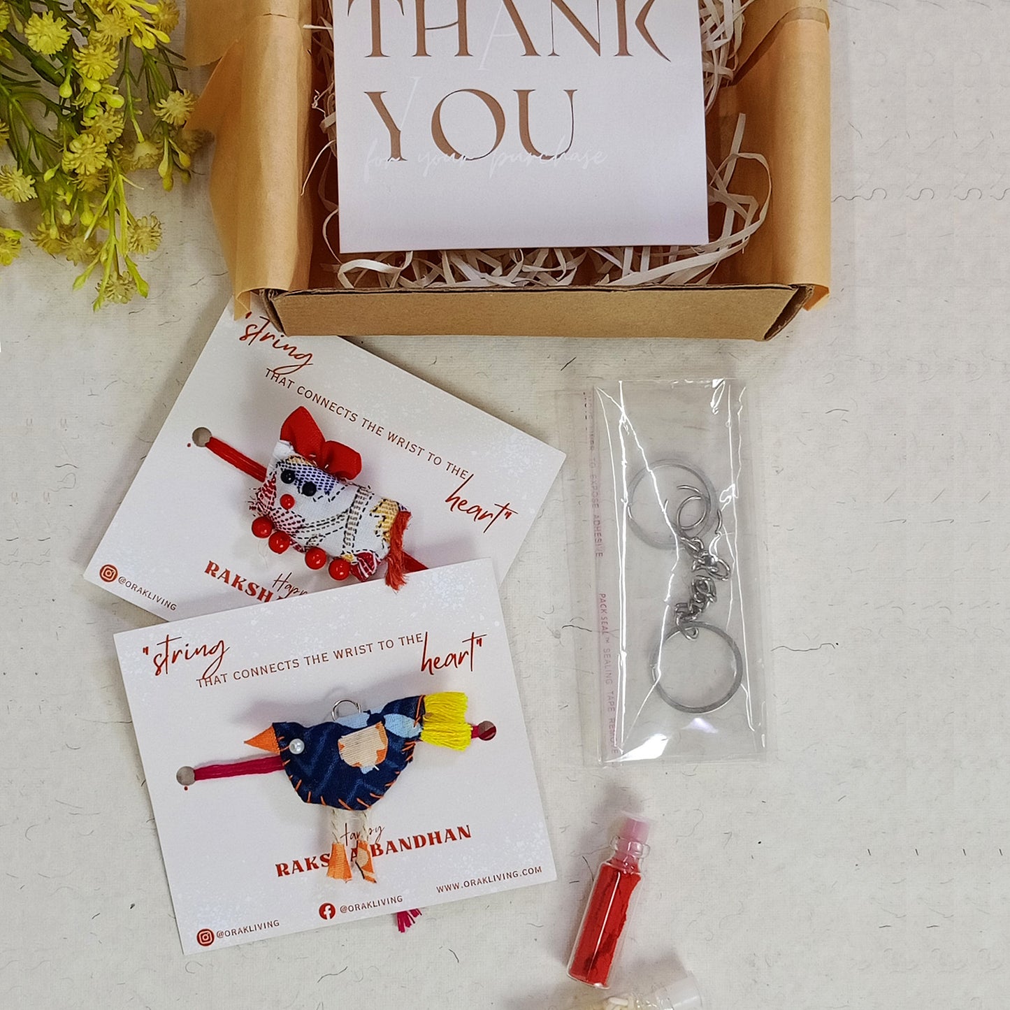 CAT & BIRD - Fabric Rakhi Combo