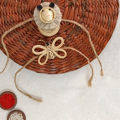 LION & BUTTERFLY - Bamboo Rakhi Combo