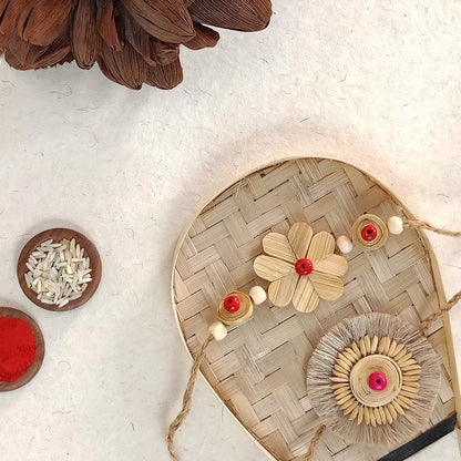 PADDY SEED & FLORAL - Bamboo Rakhi Combo