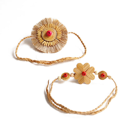 PADDY SEED & FLORAL - Bamboo Rakhi Combo