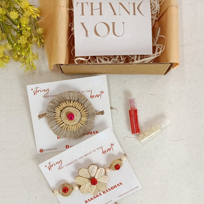 PADDY SEED & FLORAL - Bamboo Rakhi Combo