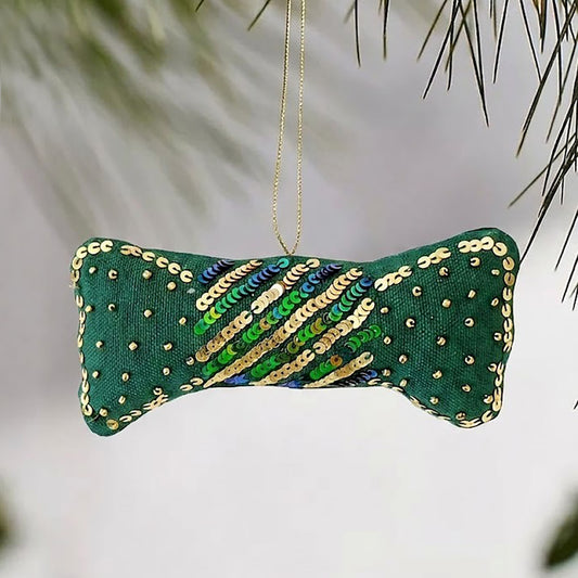 EVERGREEN BOW - Beaded Christmas Tree Ornament