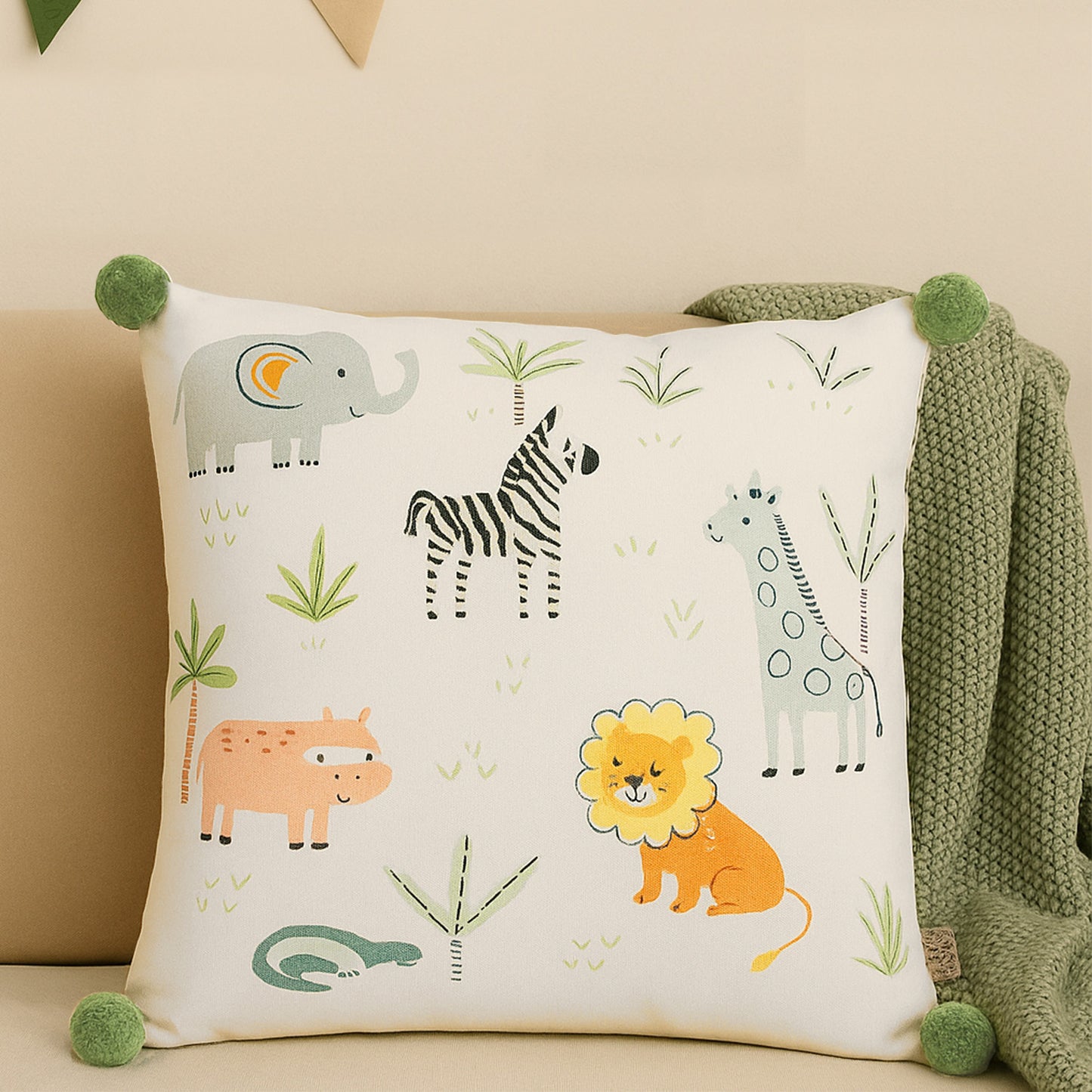 KNOTTY ZEBRA & JUNGLE SAFARI - Safari Cushion Cover Combo