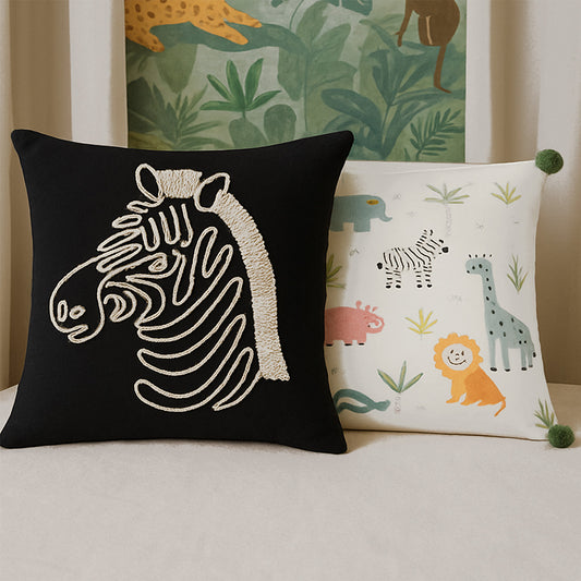 KNOTTY ZEBRA & JUNGLE SAFARI - Safari Cushion Cover Combo