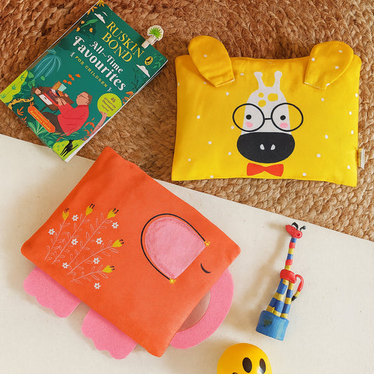 MOODY GIRAFFE  &  ELLA THE ELEPHANT - Pouch Combo