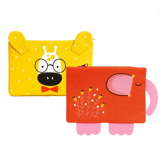 MOODY GIRAFFE  &  ELLA THE ELEPHANT - Pouch Combo