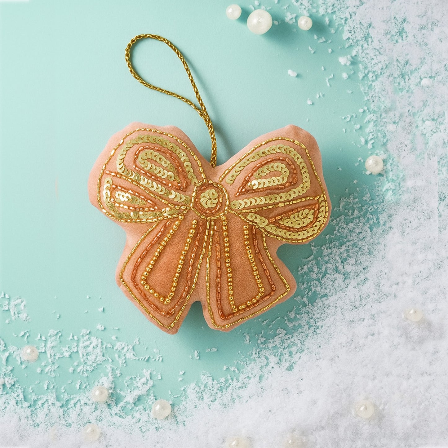 SPARKLE DELIGHT BOW - Beaded Christmas Tree Ornament