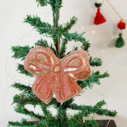 SPARKLE DELIGHT BOW - Beaded Christmas Tree Ornament