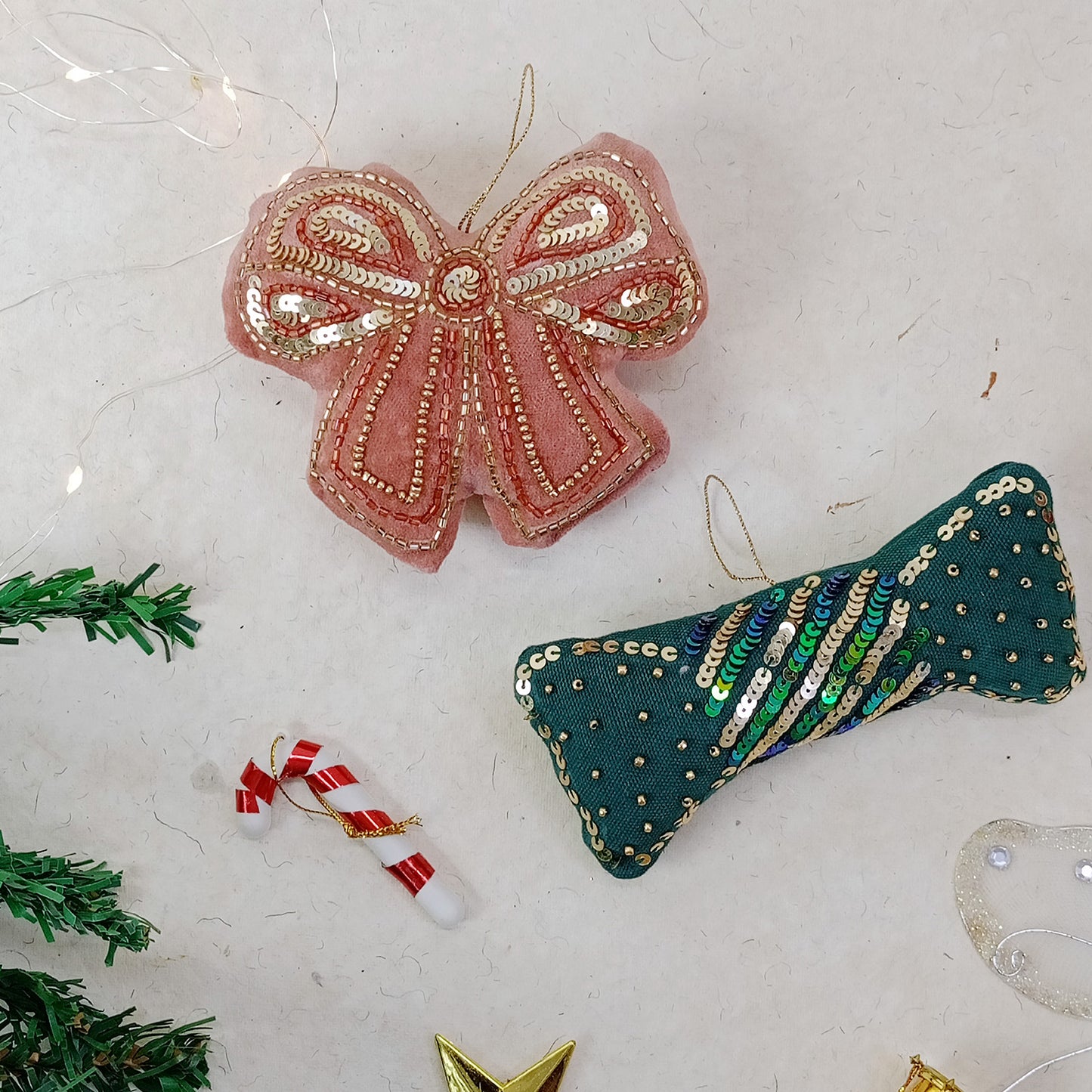 TWINKLING BOWS - Christmas Tree Ornaments Set