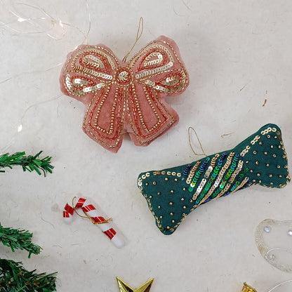 TWINKLING BOWS - Christmas Tree Ornaments Set